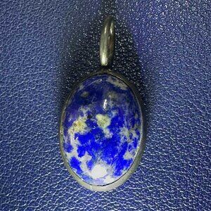 Toronto Artisan Sterling Silver Forge Lapis Lazuli Pendant | Natural Blue Gem